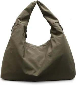 Slouchy Tote Bag 2025 Nylon Solid Pleated Handbag Men Women Large Shoulder Travel Gym Commute Hobo Weekend Vacation