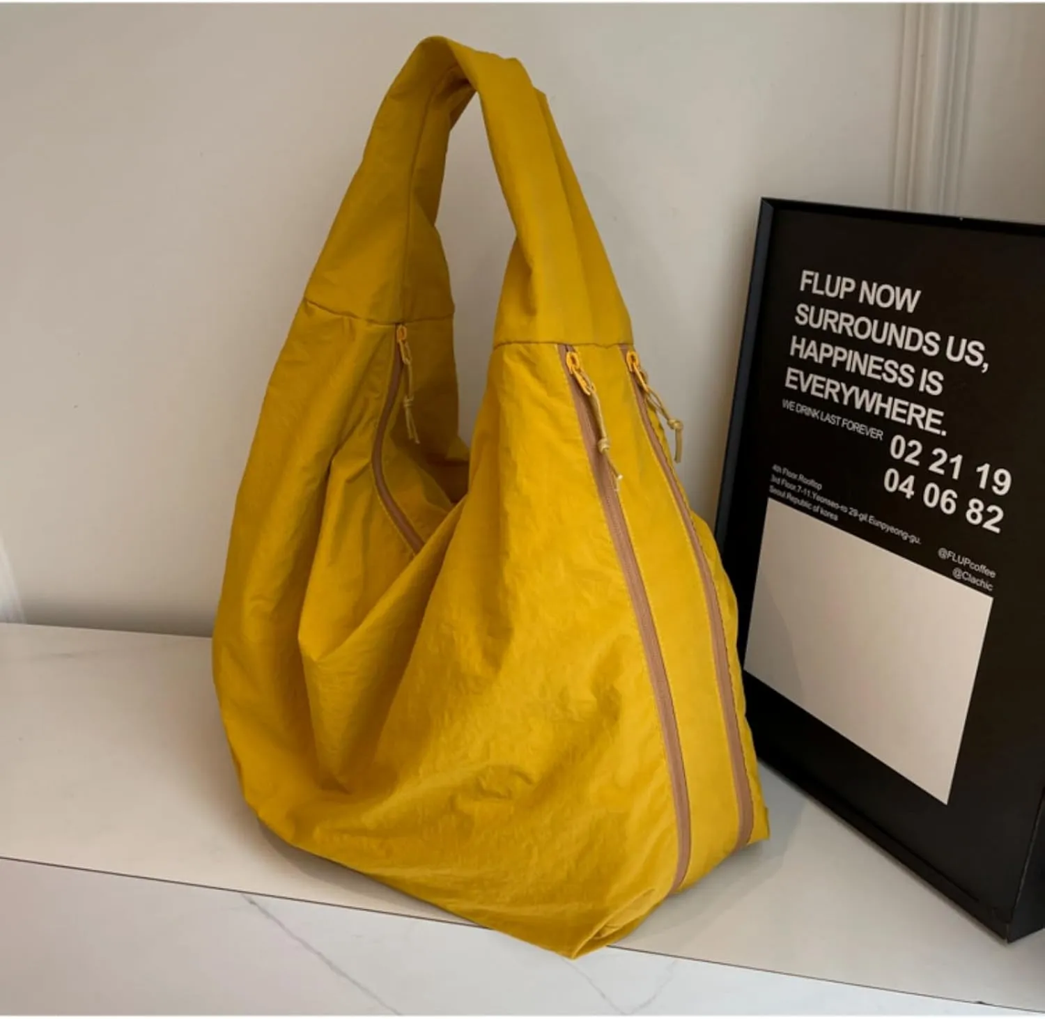 Slouchy Tote Bag 2025 Nylon Solid Pleated Handbag Men Women Large Shoulder Travel Gym Commute Hobo Weekend Vacation