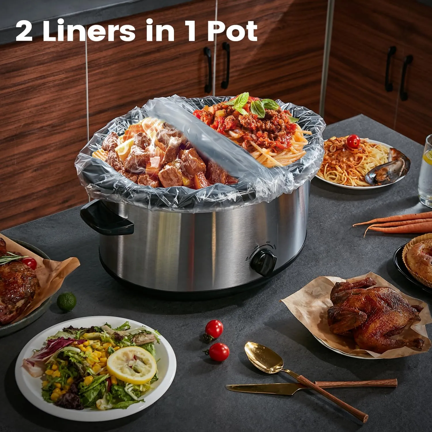 Slow Cooker Liners, Hotensil 14"x 22" 30 Count Cooking Bags Large Size Disposable Pot Liners, Fit 6QT to 10QT for Slow Cooker Cooking Trays, Multi-Purpose Durable Liners Plastic Bags, BPA Free