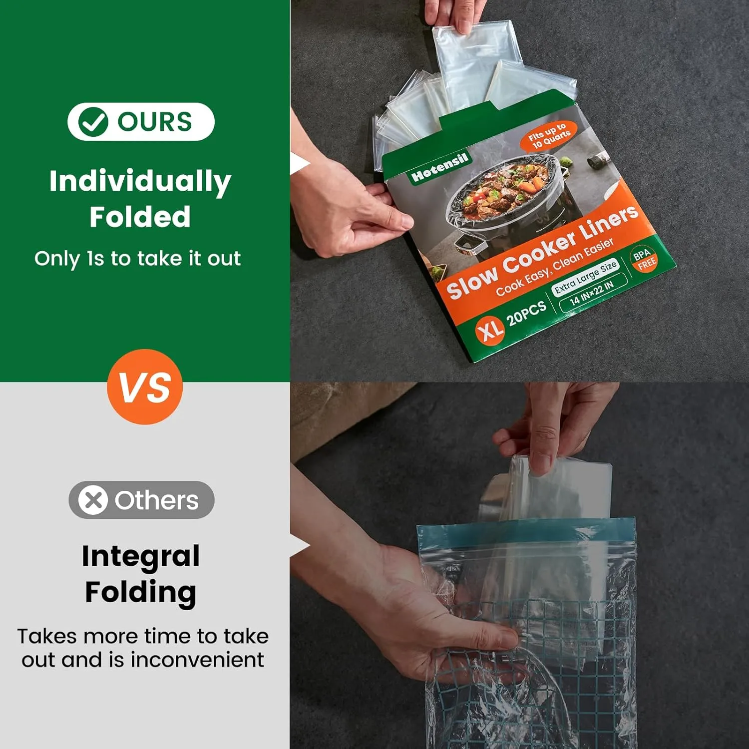 Slow Cooker Liners, Hotensil 14"x 22" 30 Count Cooking Bags Large Size Disposable Pot Liners, Fit 6QT to 10QT for Slow Cooker Cooking Trays, Multi-Purpose Durable Liners Plastic Bags, BPA Free