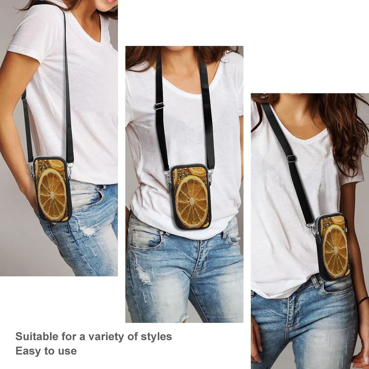 Small Crossbody Cell Phone Purse for Women,Clean Simple Leaves Printed Small Phone Bag with Adjustable Strap