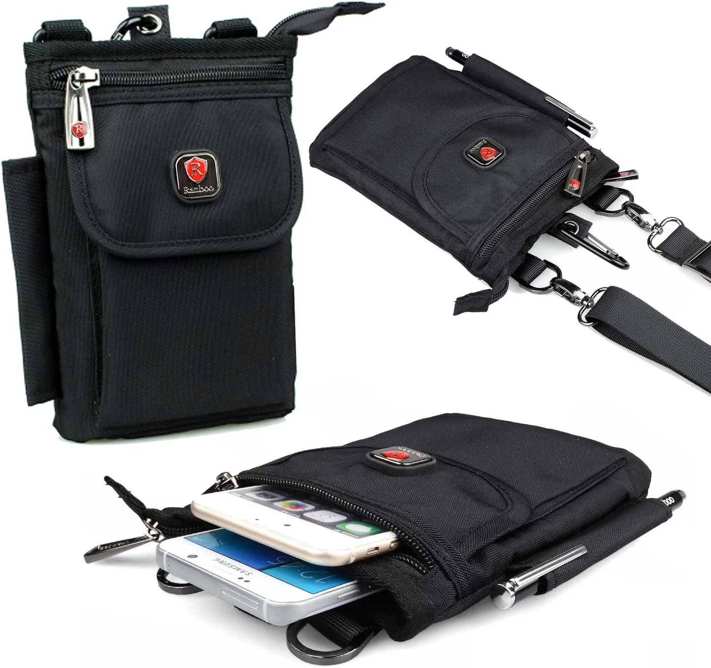 Small Crossbody Phone Bag, Ranboo Belt Pouch Waist Bag for Travel Outdoor Hiking, Fit for iPhone 16 15 14 13 Pro Max Samsung Galaxy S25 Ultra S24  S23  Holster Belt Clip Case Shoulder Cell Phone Purse