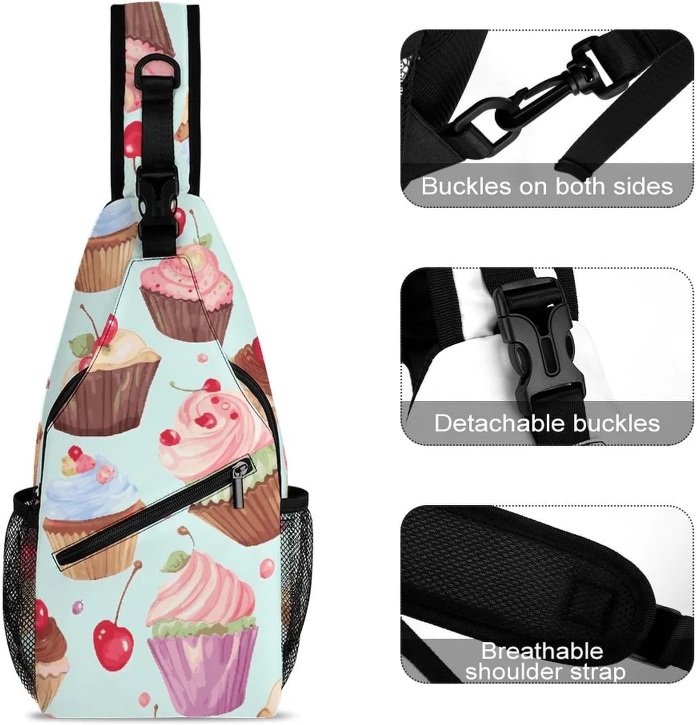 Small Crossbody Sling Backpack Blue Floral Chest Bags for Traveling Chest Fashion Shoulder Bag