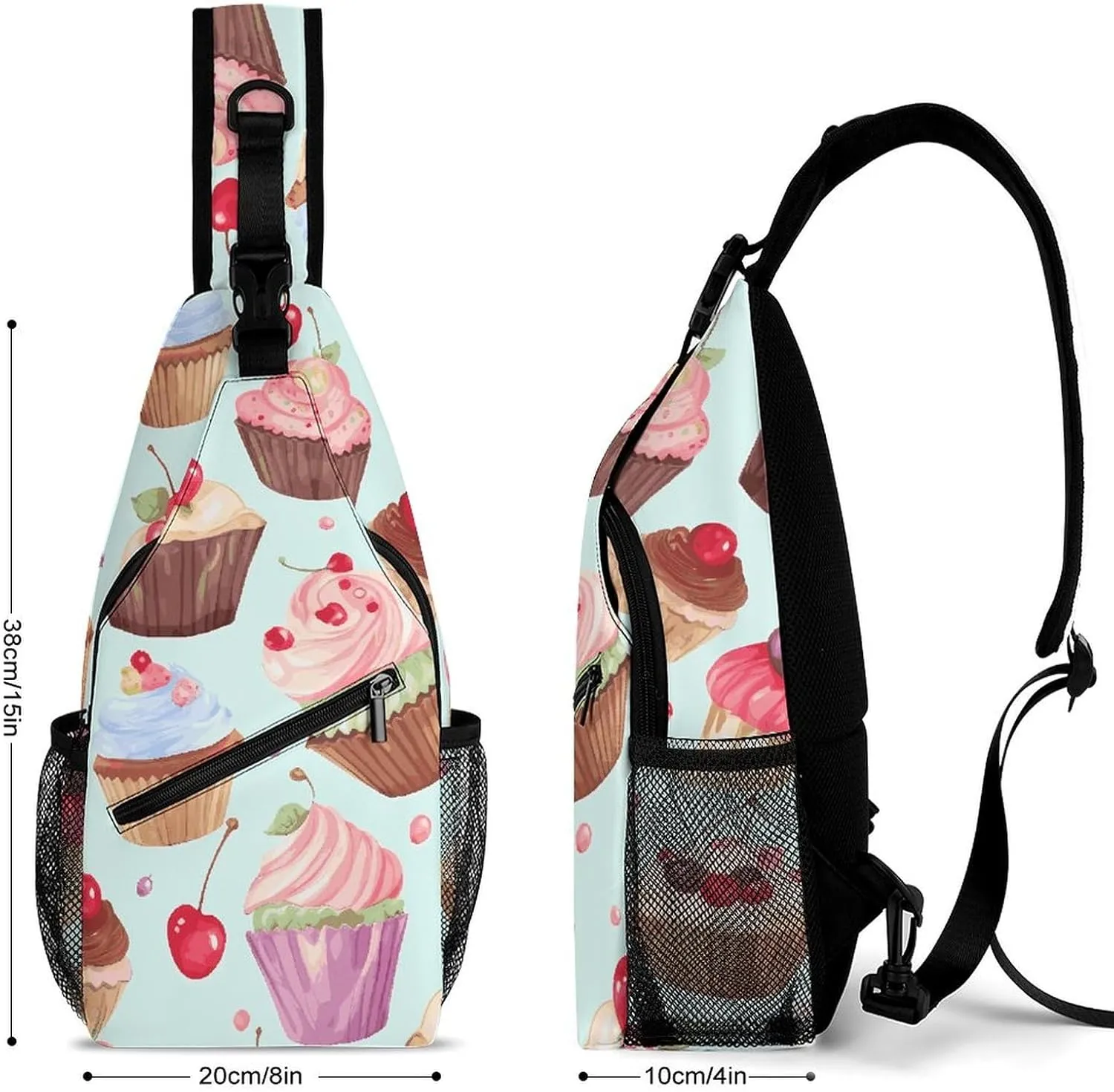 Small Crossbody Sling Backpack Blue Floral Chest Bags for Traveling Chest Fashion Shoulder Bag