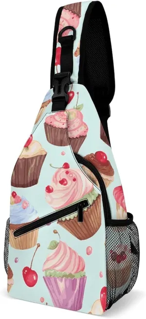 Small Crossbody Sling Backpack Blue Floral Chest Bags for Traveling Chest Fashion Shoulder Bag