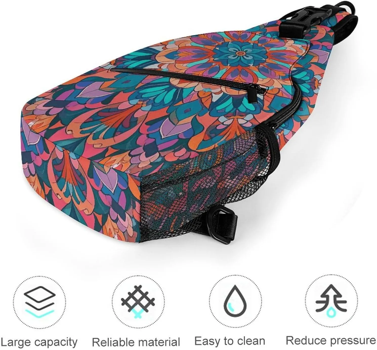Small Crossbody Sling Backpack Blue Floral Chest Bags for Traveling Chest Fashion Shoulder Bag