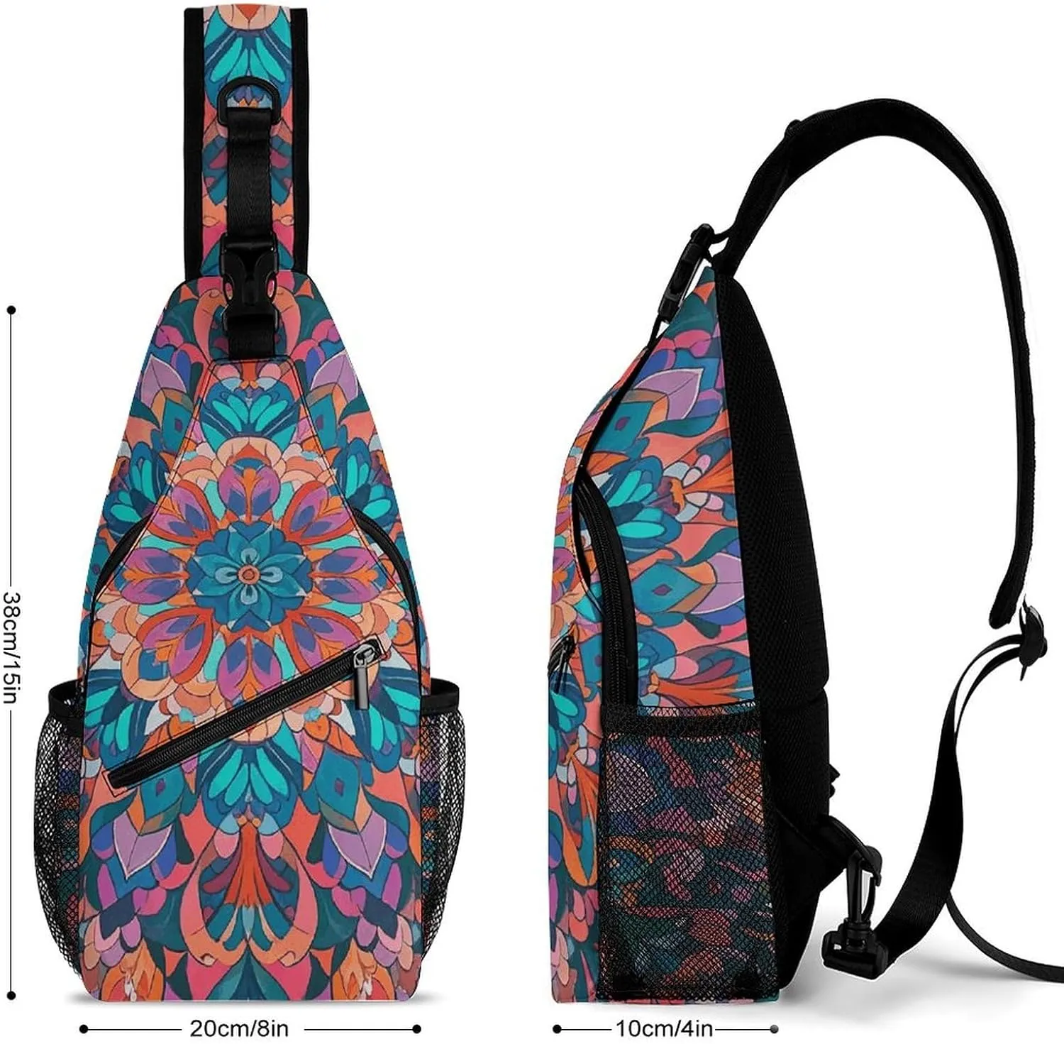 Small Crossbody Sling Backpack Blue Floral Chest Bags for Traveling Chest Fashion Shoulder Bag