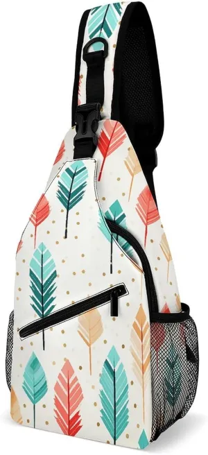 Small Crossbody Sling Backpack Coral And Teal Arrows Chest Bags for Traveling Chest Fashion Shoulder Bag