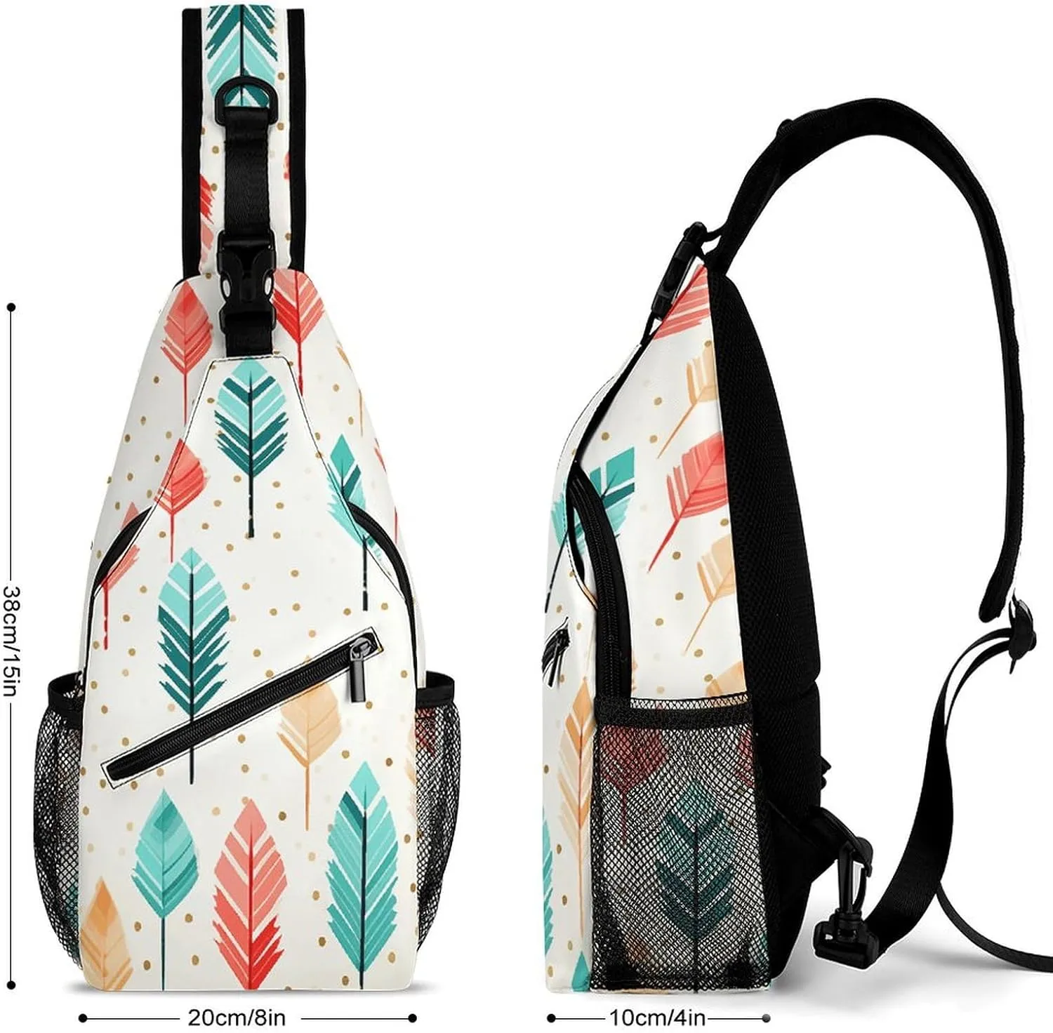 Small Crossbody Sling Backpack Coral And Teal Arrows Chest Bags for Traveling Chest Fashion Shoulder Bag