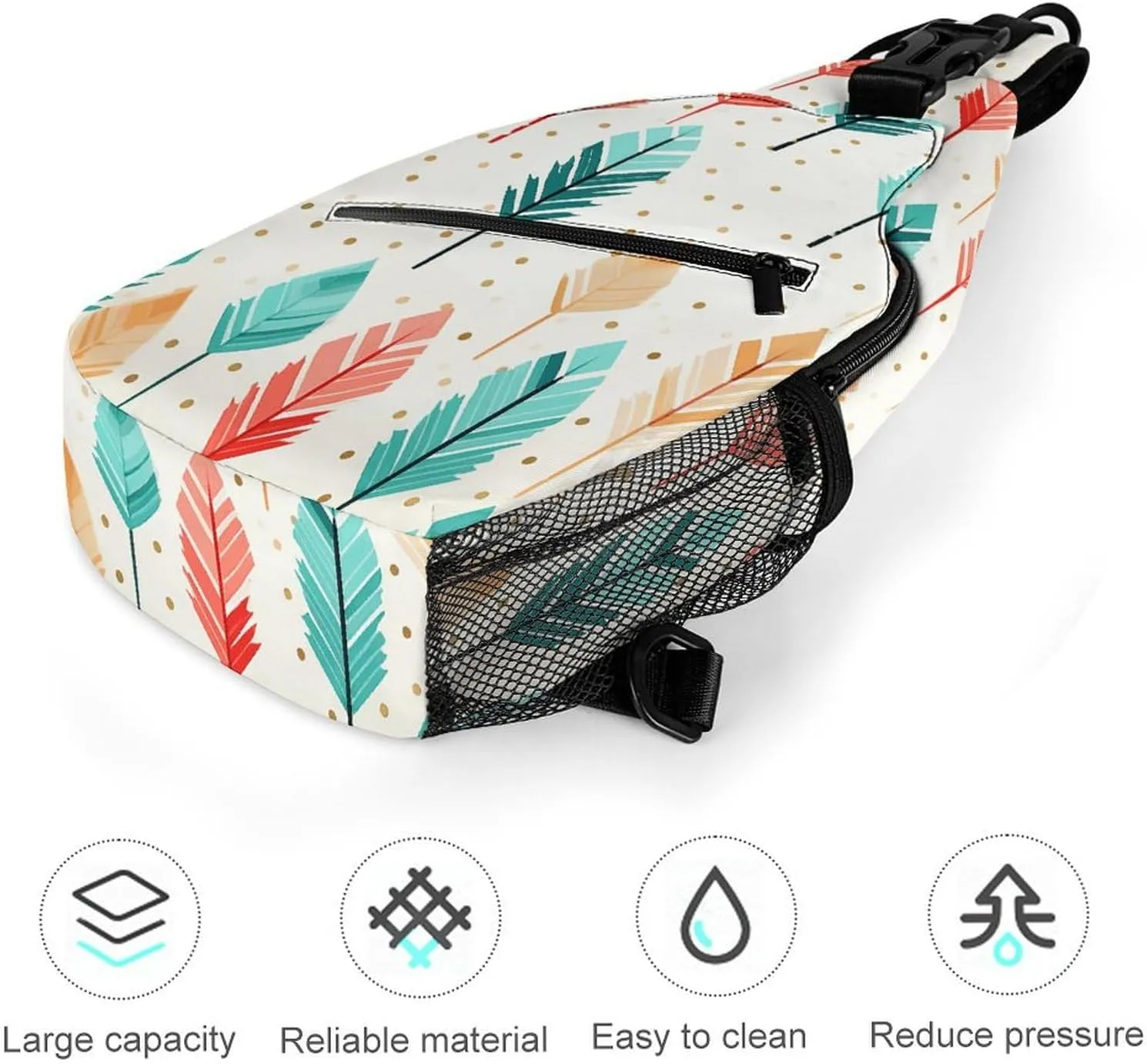 Small Crossbody Sling Backpack Coral And Teal Arrows Chest Bags for Traveling Chest Fashion Shoulder Bag