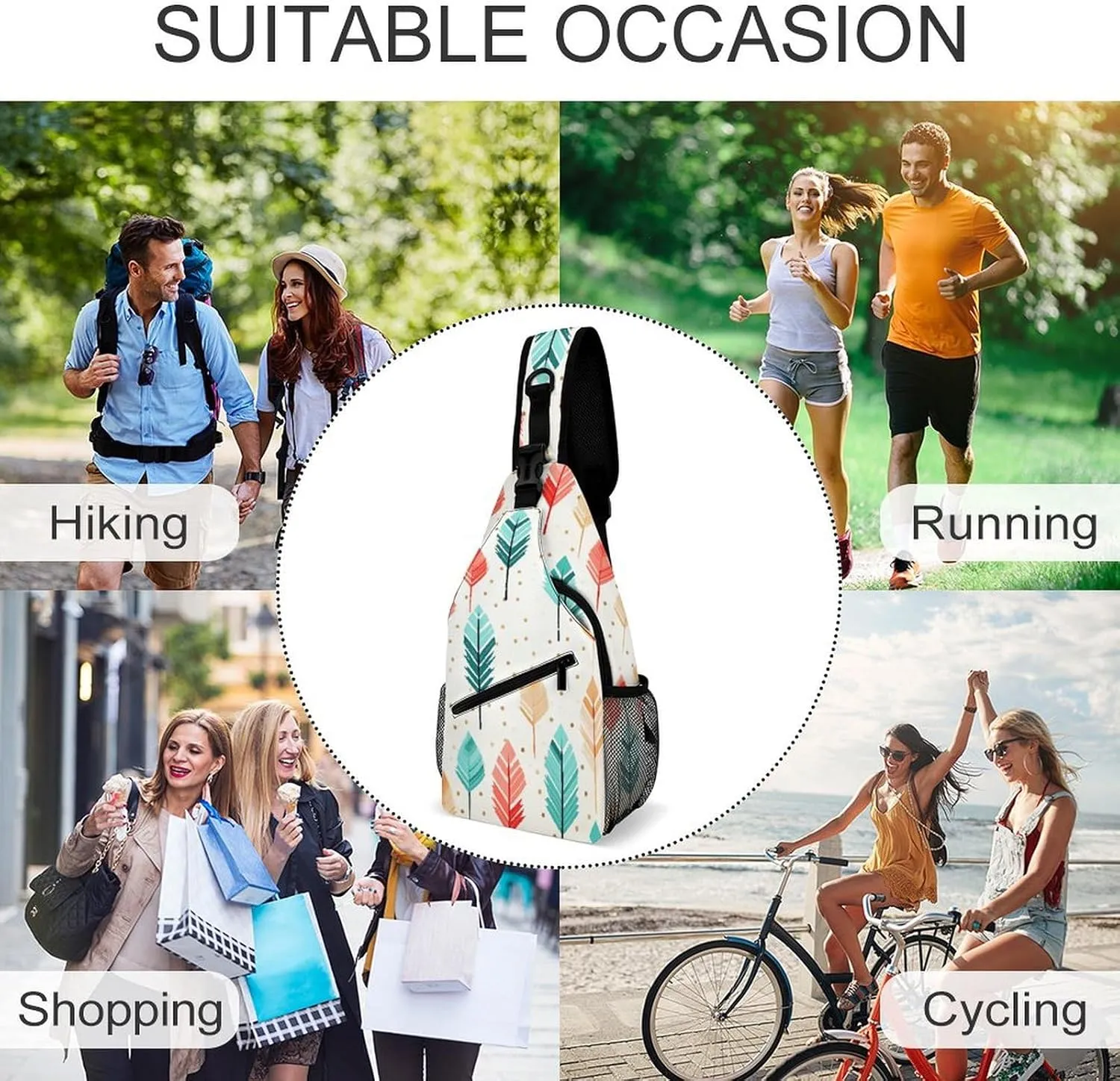 Small Crossbody Sling Backpack Coral And Teal Arrows Chest Bags for Traveling Chest Fashion Shoulder Bag