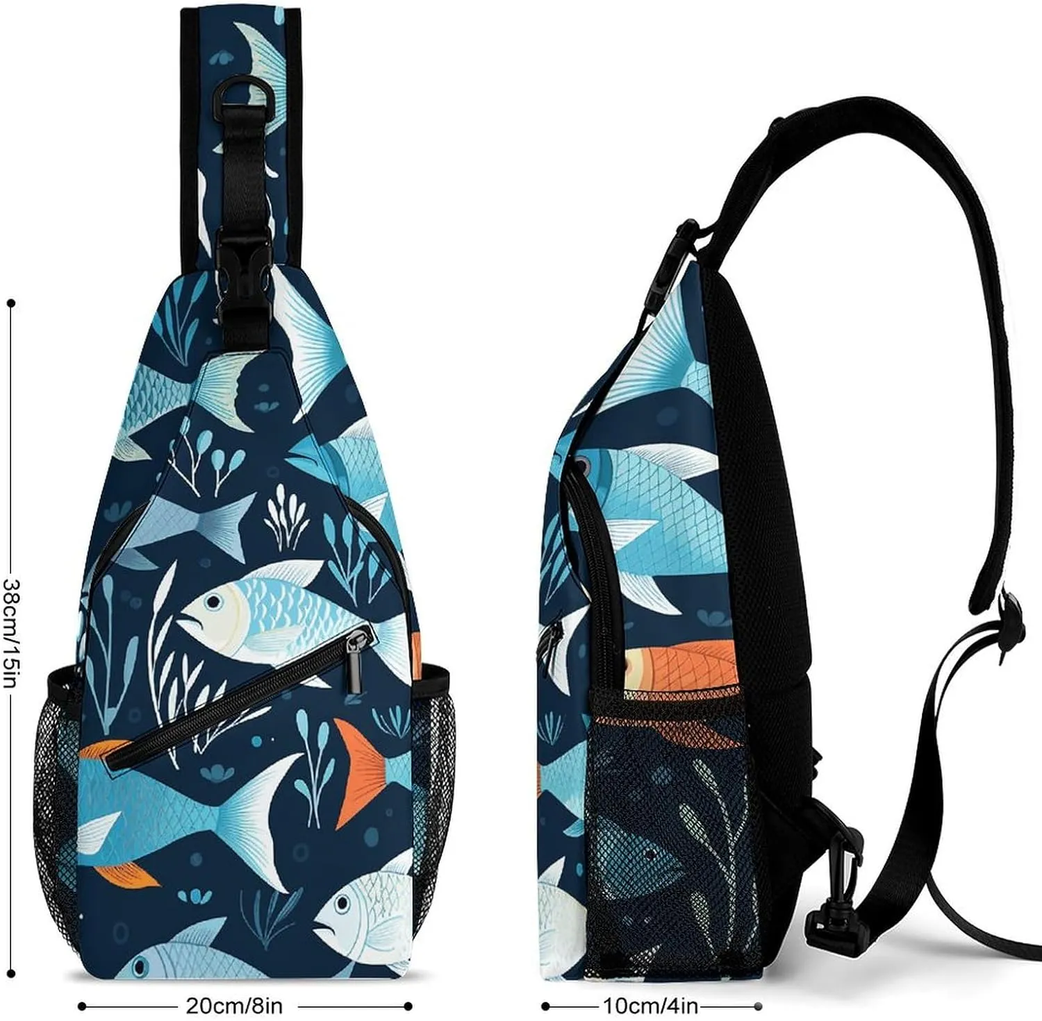 Small Crossbody Sling Backpack Fishes Pattern Chest Bags for Traveling Chest Fashion Shoulder Bag