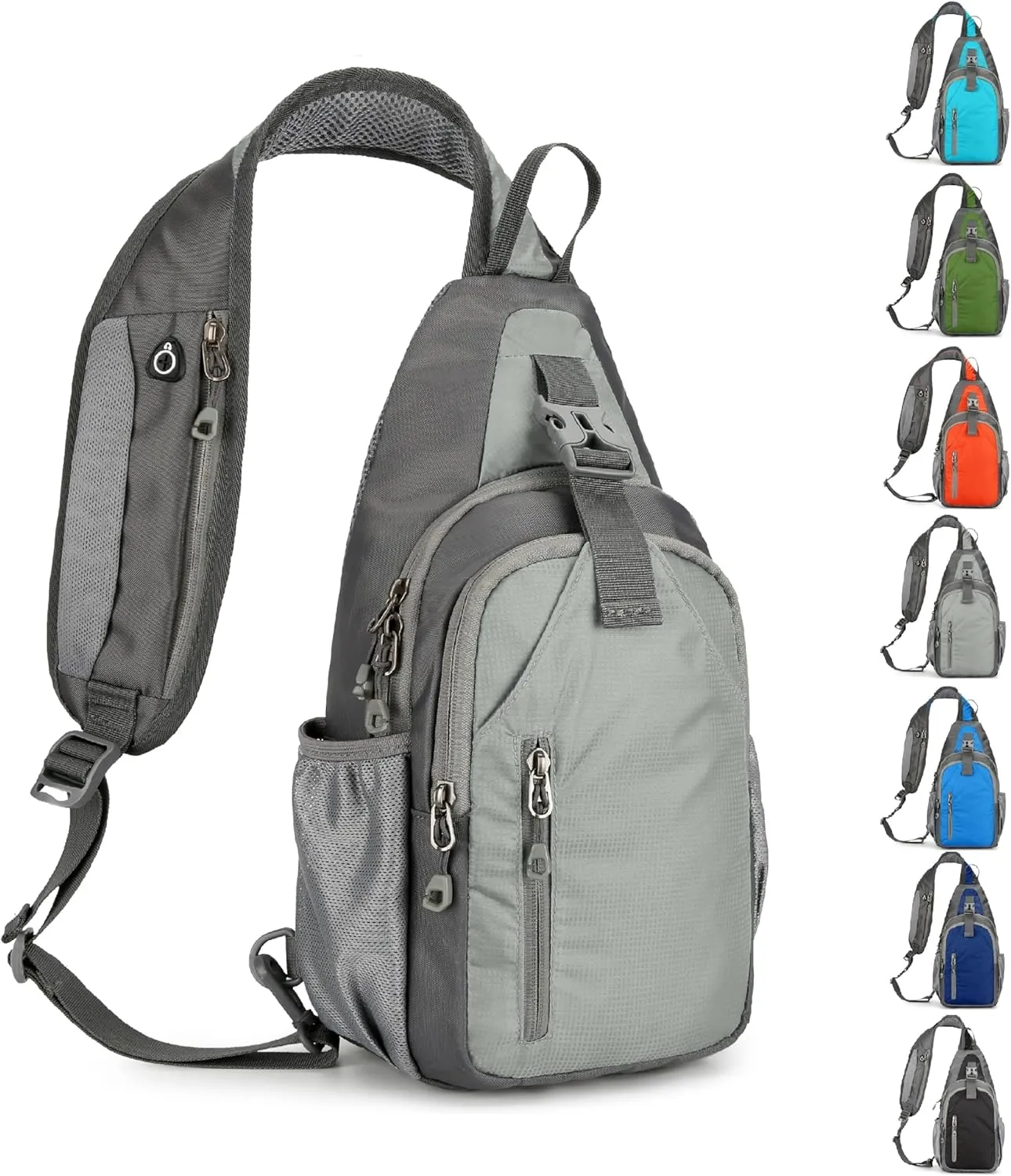 Small Crossbody Sling Backpack Hiking Daypack, Lightweight Casual Shoulder Chest Multiple Bag Sports Outdoor Travel (Gray)