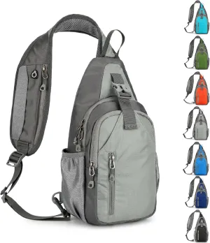 Small Crossbody Sling Backpack Hiking Daypack, Lightweight Casual Shoulder Chest Multiple Bag Sports Outdoor Travel (Gray)