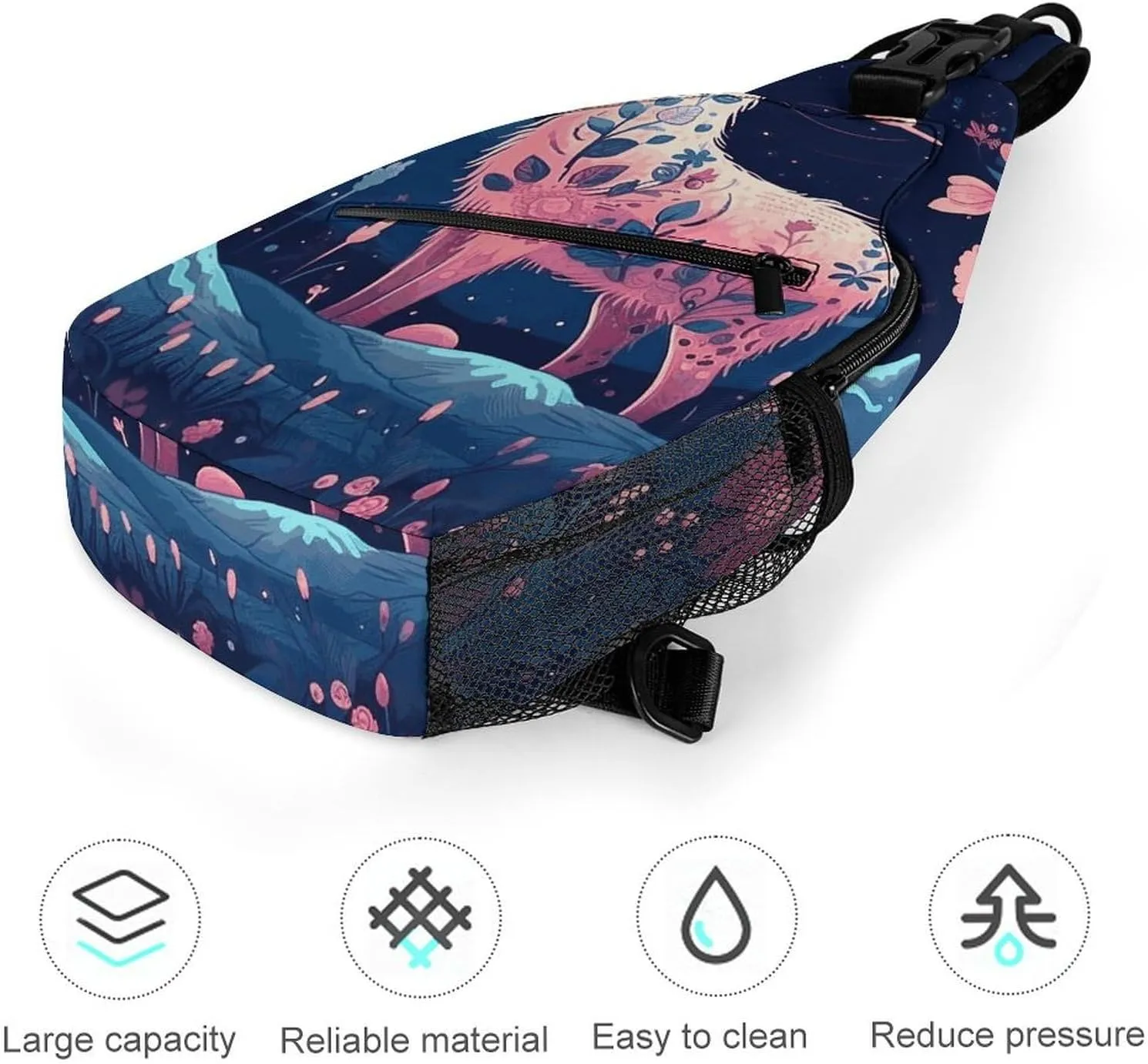 Small Crossbody Sling Backpack Starry Night Alpaca Chest Bags for Traveling Chest Fashion Shoulder Bag
