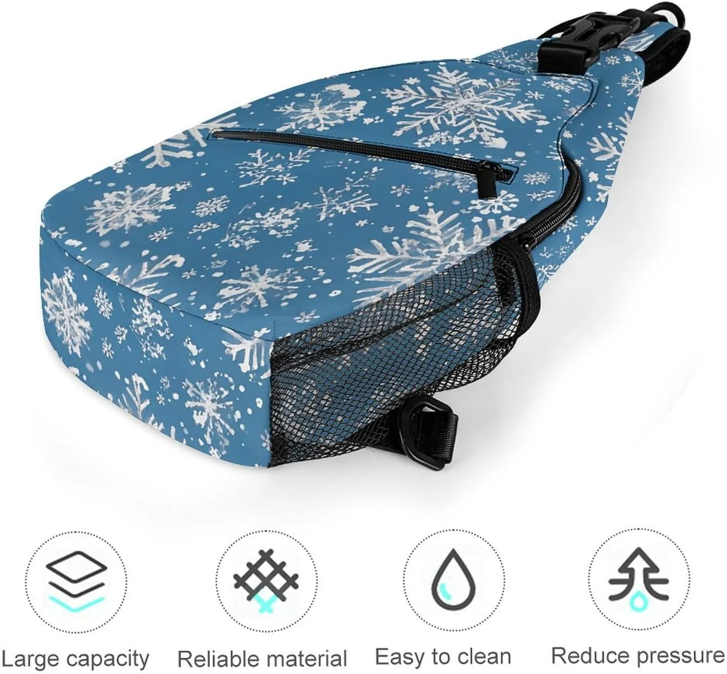 Small Crossbody Sling Backpack Winter Snowflakes Chest Bags for Traveling Chest Fashion Shoulder Bag