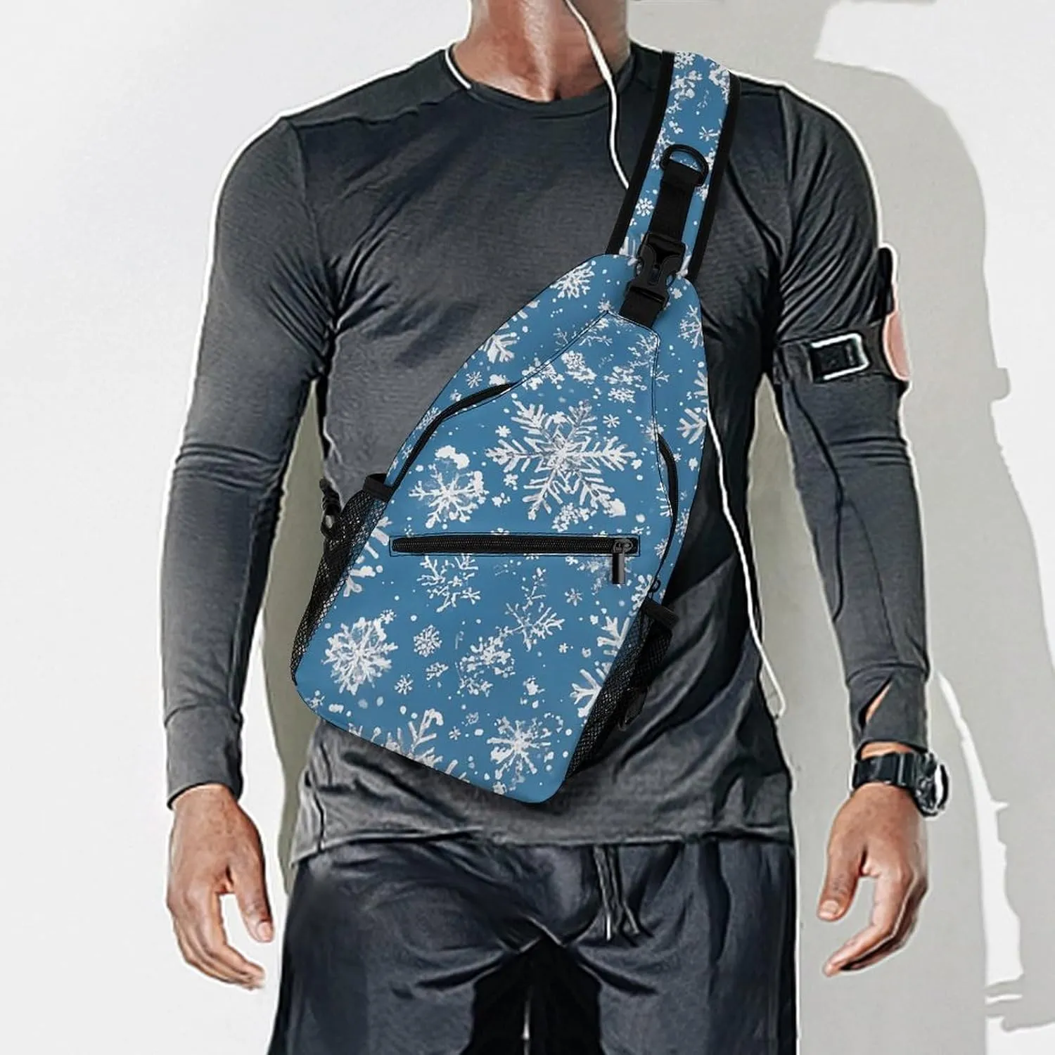Small Crossbody Sling Backpack Winter Snowflakes Chest Bags for Traveling Chest Fashion Shoulder Bag