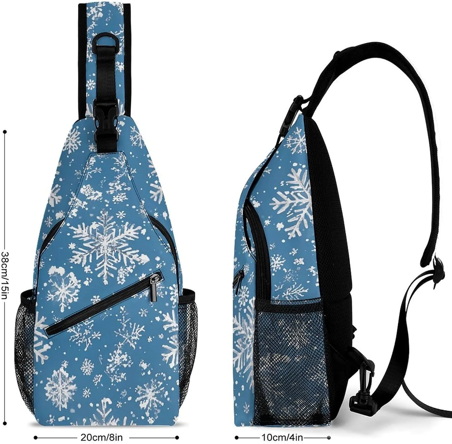 Small Crossbody Sling Backpack Winter Snowflakes Chest Bags for Traveling Chest Fashion Shoulder Bag