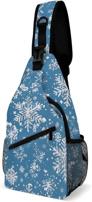 Small Crossbody Sling Backpack Winter Snowflakes Chest Bags for Traveling Chest Fashion Shoulder Bag