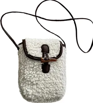 Small Fluffy Sherpa Sling Bag for Women and Men Fuzzy Crossbody Bags Mini Faux Fur Lightweight Office Travel Essentials