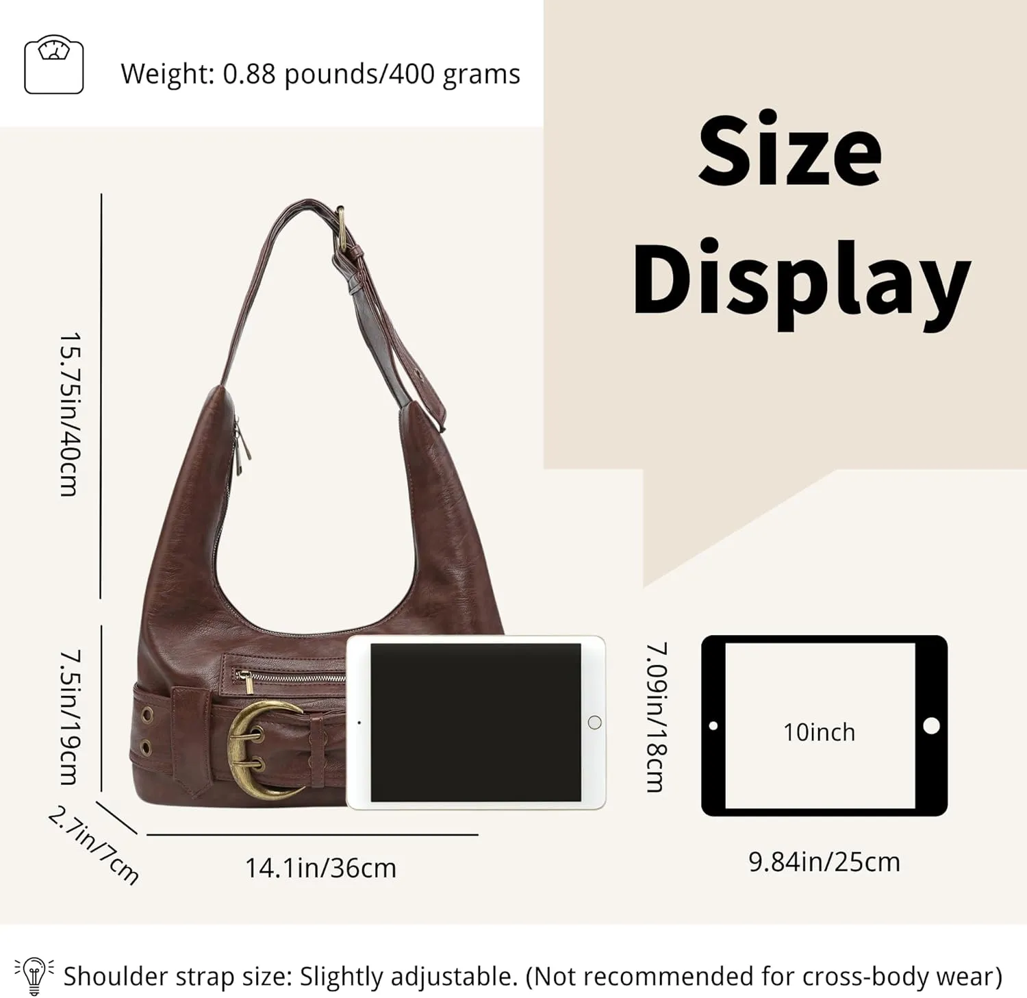 Small Hobo Bag for Women Vegan Leather Slouchy Tote Bag Vintage Shoulder Handbag