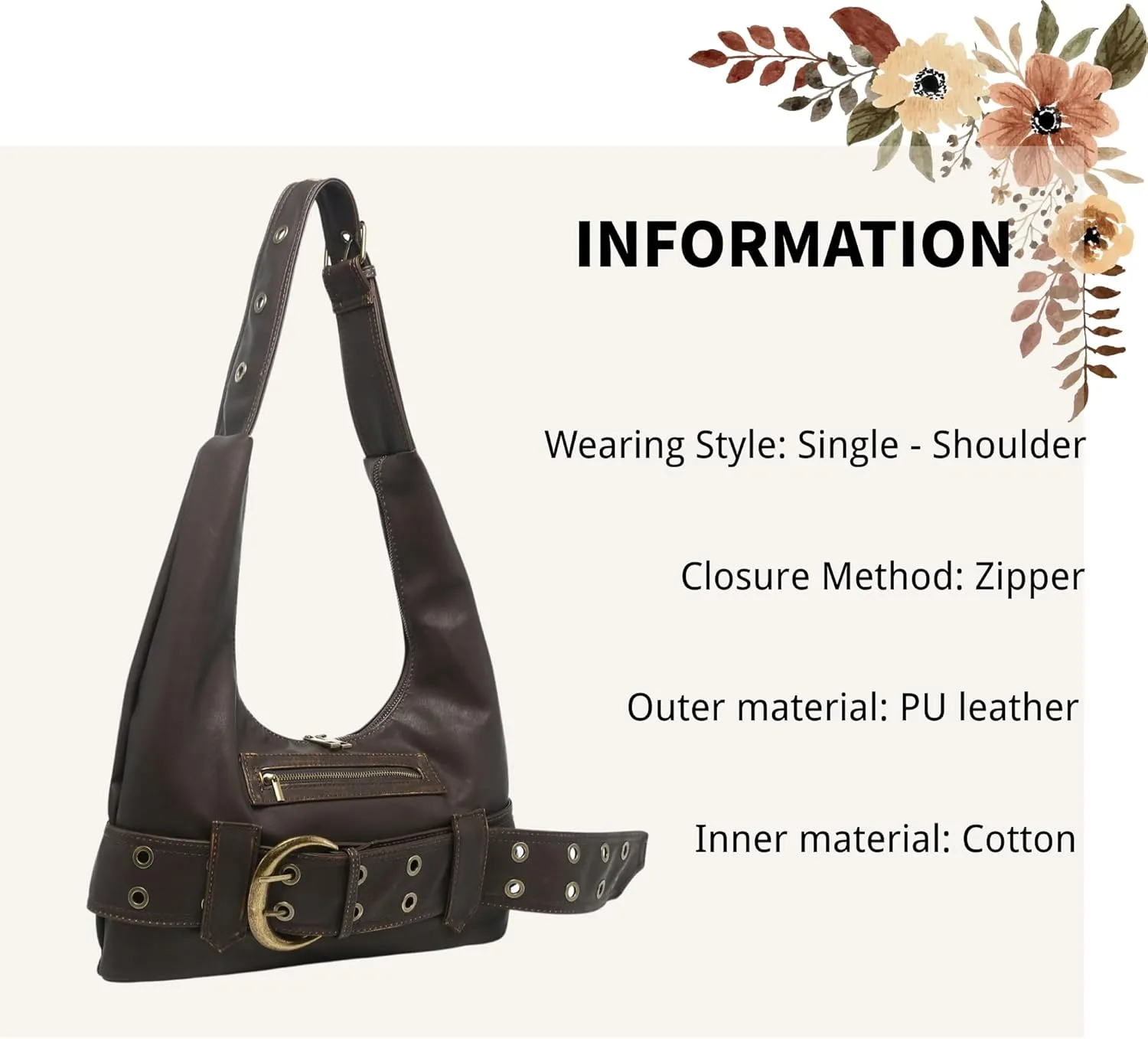 Small Hobo Bag for Women Vegan Leather Slouchy Tote Bag Vintage Shoulder Handbag