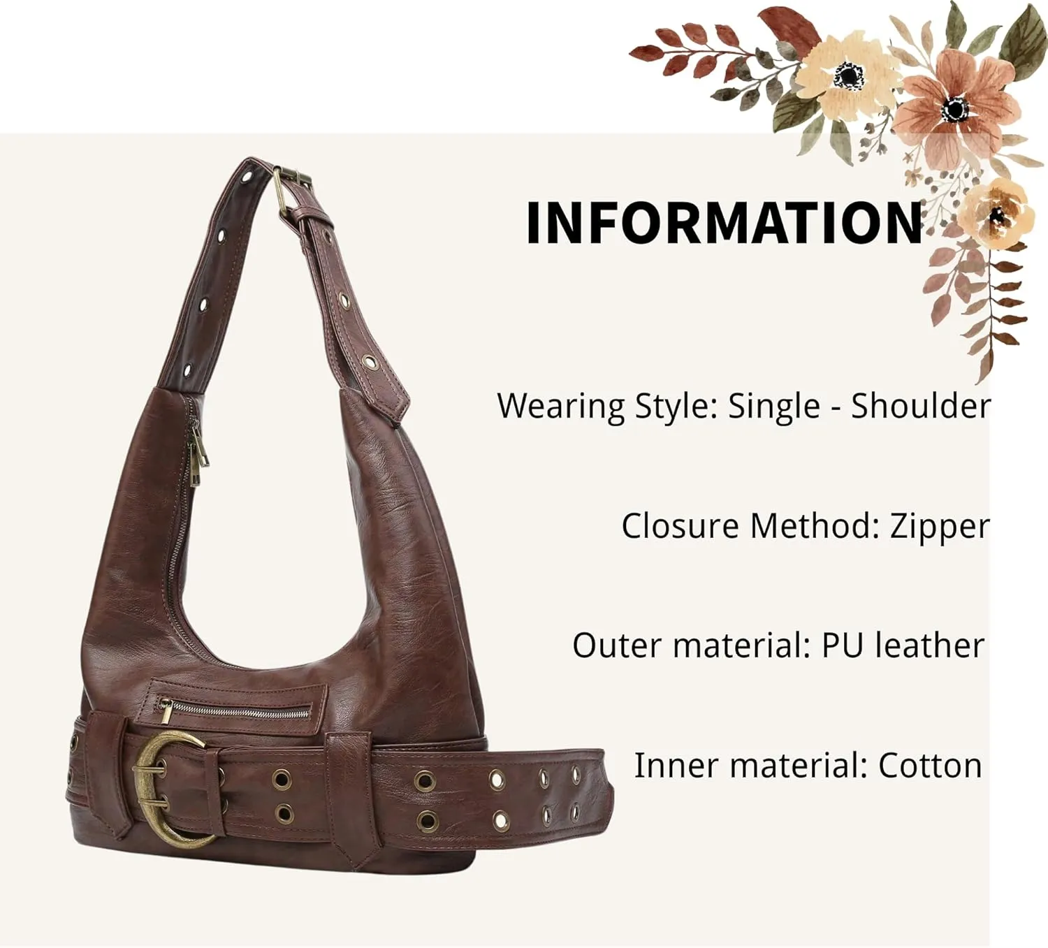 Small Hobo Bag for Women Vegan Leather Slouchy Tote Bag Vintage Shoulder Handbag