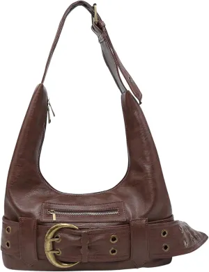 Small Hobo Bag for Women Vegan Leather Slouchy Tote Bag Vintage Shoulder Handbag