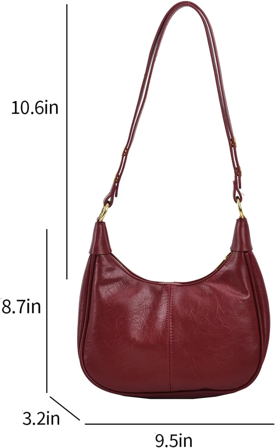 Small Hobo Bags for Women Leather Shoulder Bag Retro Crescent Crossbody Bags Trendy Purses Zipper