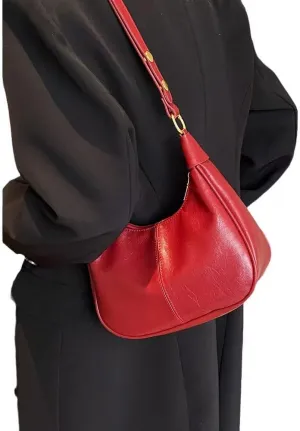 Small Hobo Bags for Women Leather Shoulder Bag Retro Crescent Crossbody Bags Trendy Purses Zipper