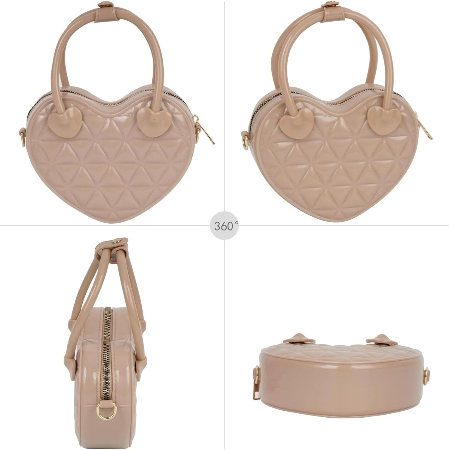 Small Lattice Handheld Satchel Jelly Women Girls Heart Shape Shoulder Solid PVC Crossbody Purse
