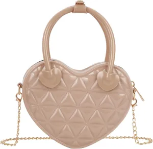 Small Lattice Handheld Satchel Jelly Women Girls Heart Shape Shoulder Solid PVC Crossbody Purse