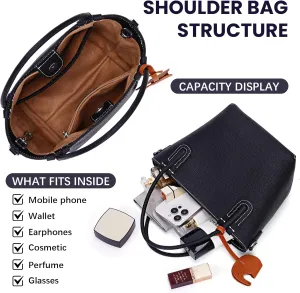 Small Leather Tote Bag for Women Mini Luxury Bucket Bags Vintage Crossbody Bags Trendy Handbags Satchel Shoulder Purse