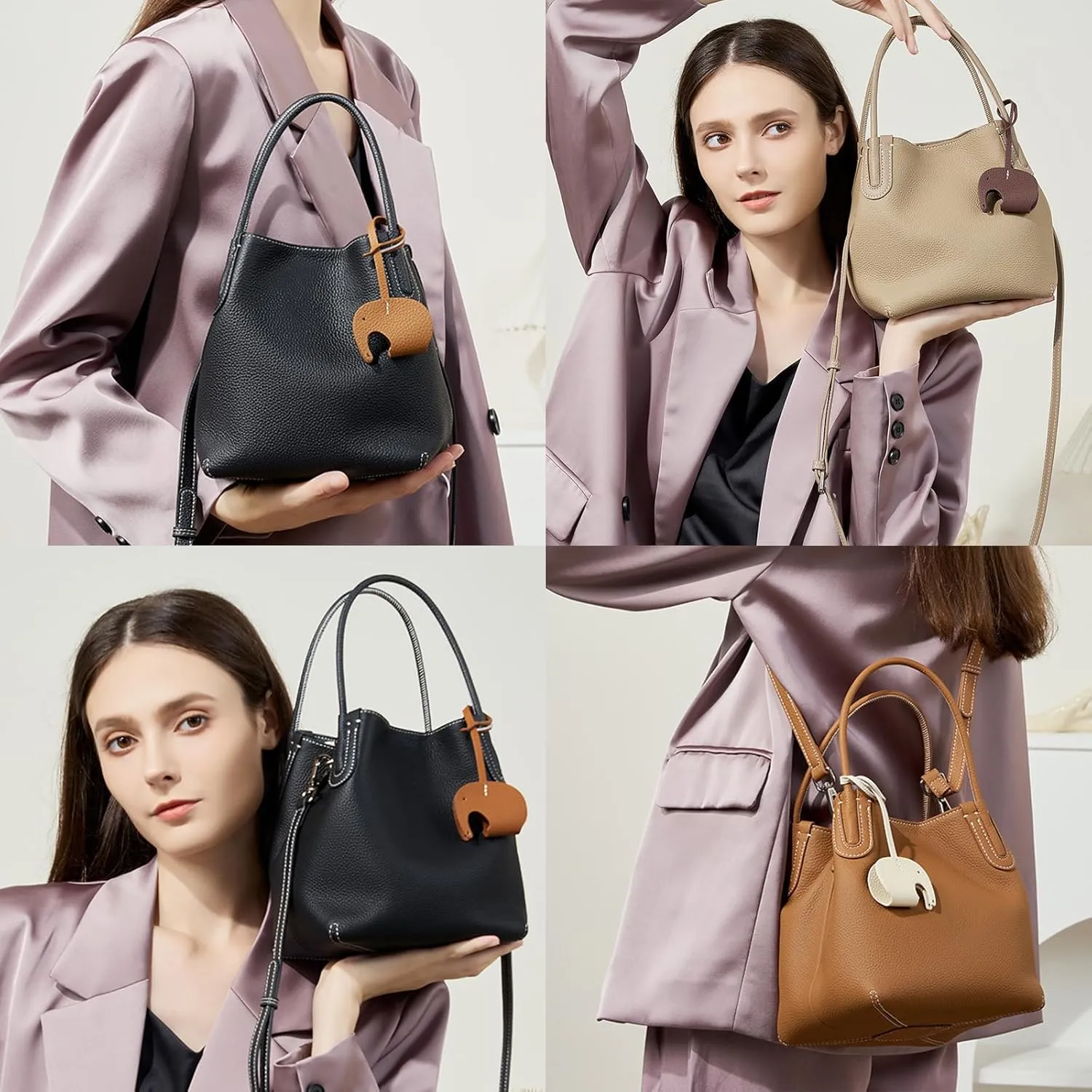 Small Leather Tote Bag for Women Mini Luxury Bucket Bags Vintage Crossbody Bags Trendy Handbags Satchel Shoulder Purse