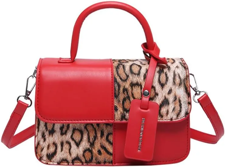 Small Leopard Print Top Handle Tote Bag with Shoulder Strap Cheetah Print Satchel Handbag Leopard Crossbody Shoulder Bag