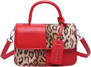Small Leopard Print Top Handle Tote Bag with Shoulder Strap Cheetah Print Satchel Handbag Leopard Crossbody Shoulder Bag