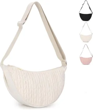Small Nylon Crescent Crossbody Bag for Women Men Trendy, Waterproof Crescent Sling, Lightweight Travel Purses