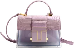 Small Purses and Handbags for Women Top Handle Satchel Shoulder Bags Structured Square Crossbody Bag (Aa-Black)