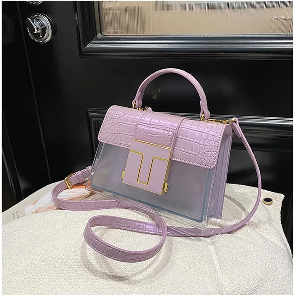 Small Purses and Handbags for Women Top Handle Satchel Shoulder Bags Structured Square Crossbody Bag (Aa-Black)