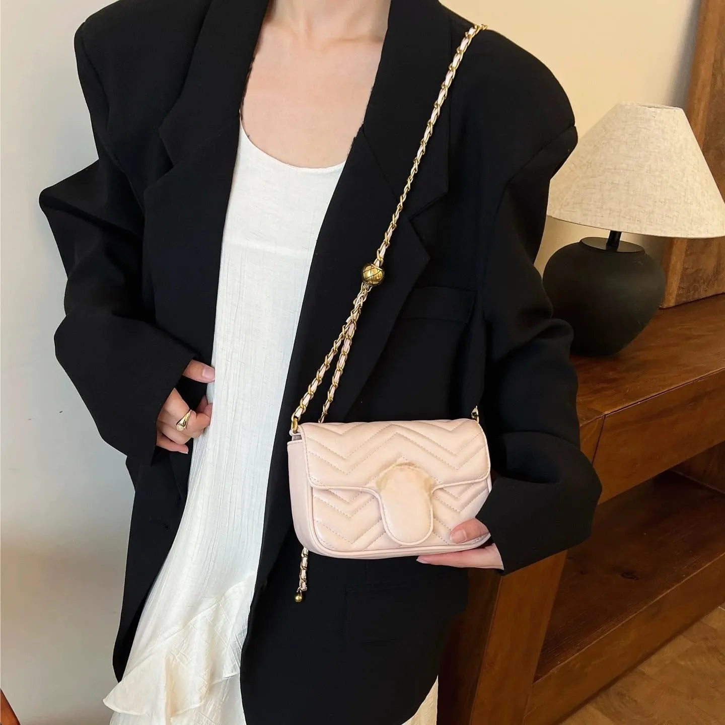 Small Quilted Crossbody Bag, Trendy Designer Shoulder Bag, Phone Wallet Purse for Women