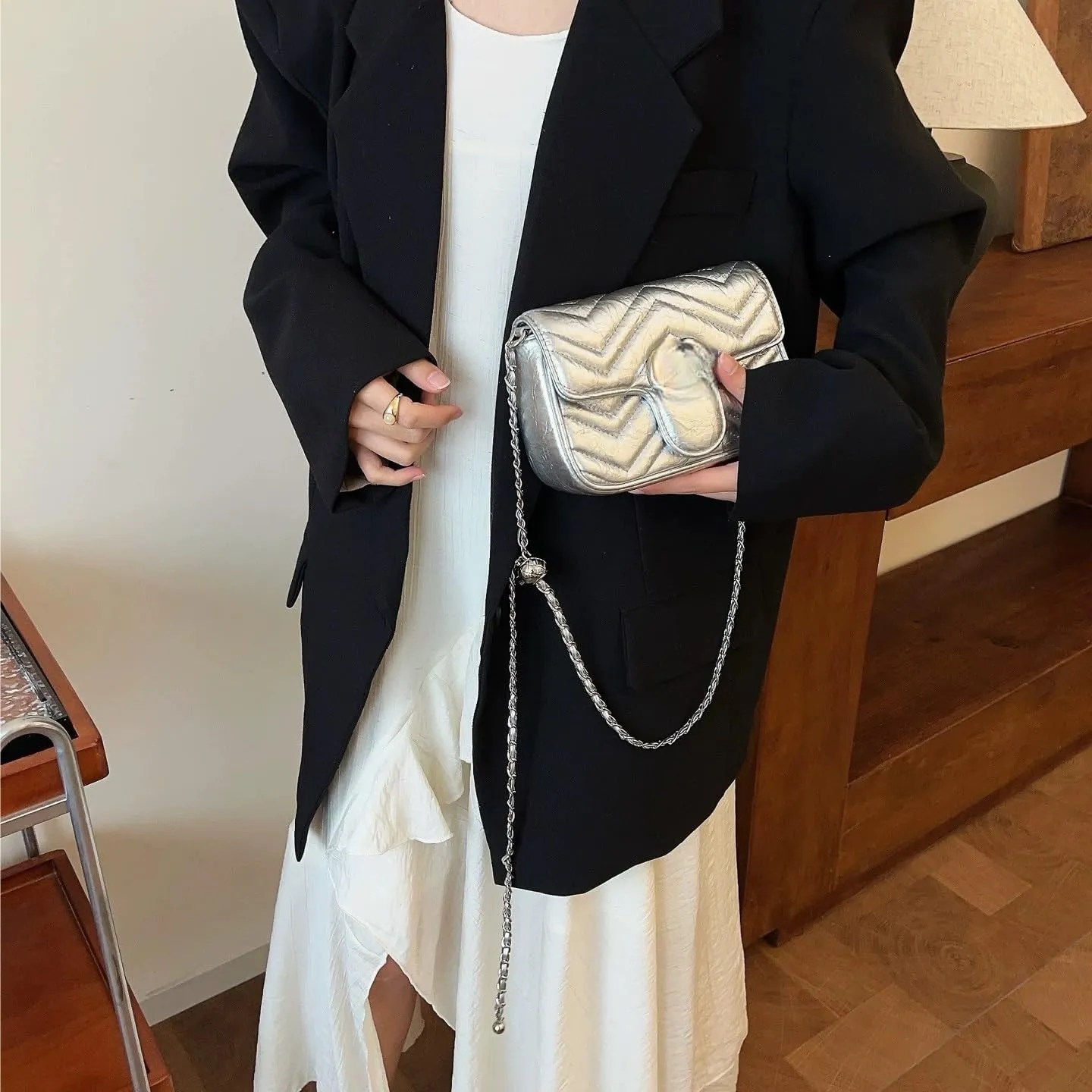 Small Quilted Crossbody Bag, Trendy Designer Shoulder Bag, Phone Wallet Purse for Women
