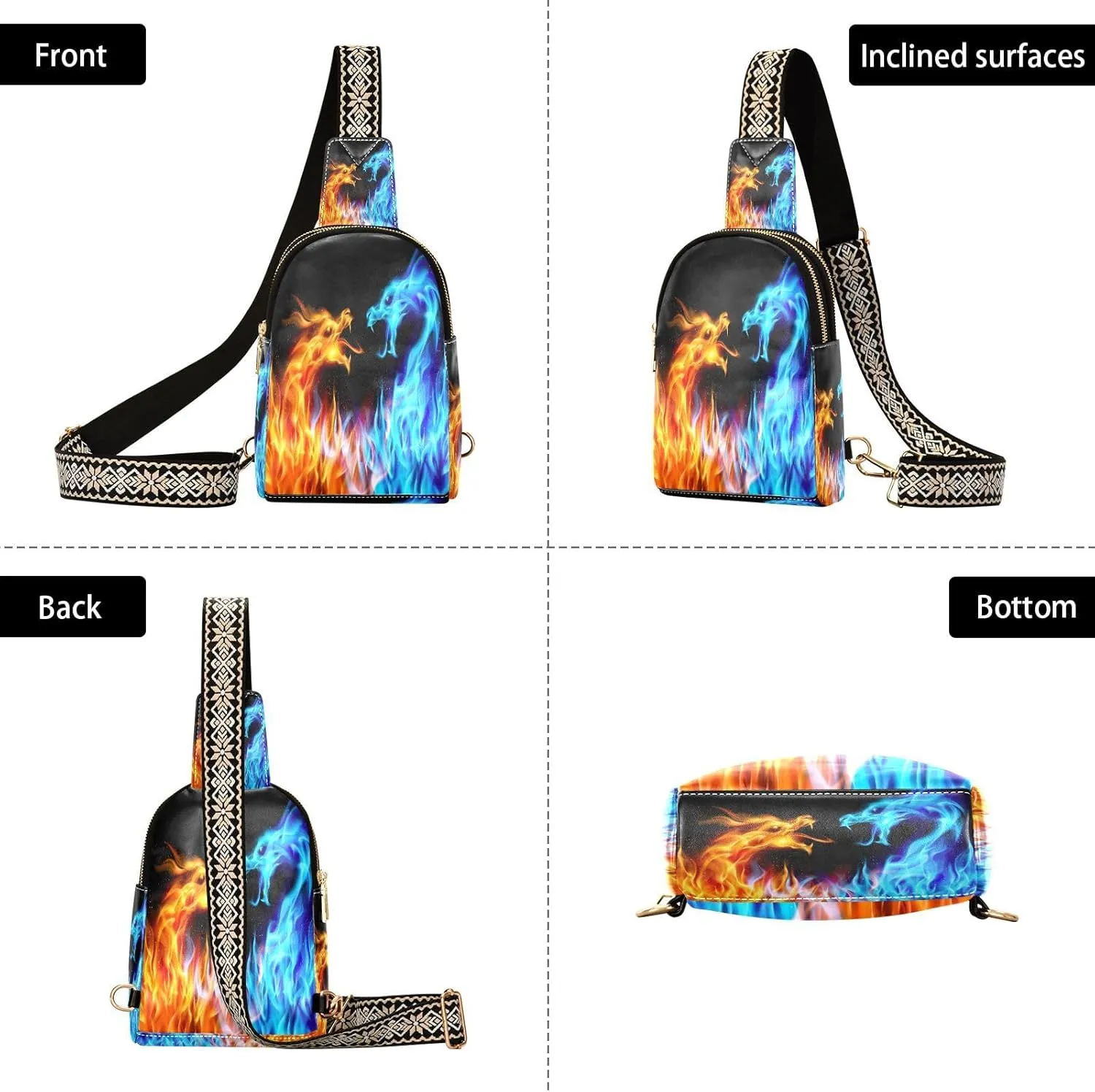 Small Sling Bag Cactus Succulent Floral Trendy Crossbody Bag Fashion Waist Packs Watercolor Leather Chest Bag