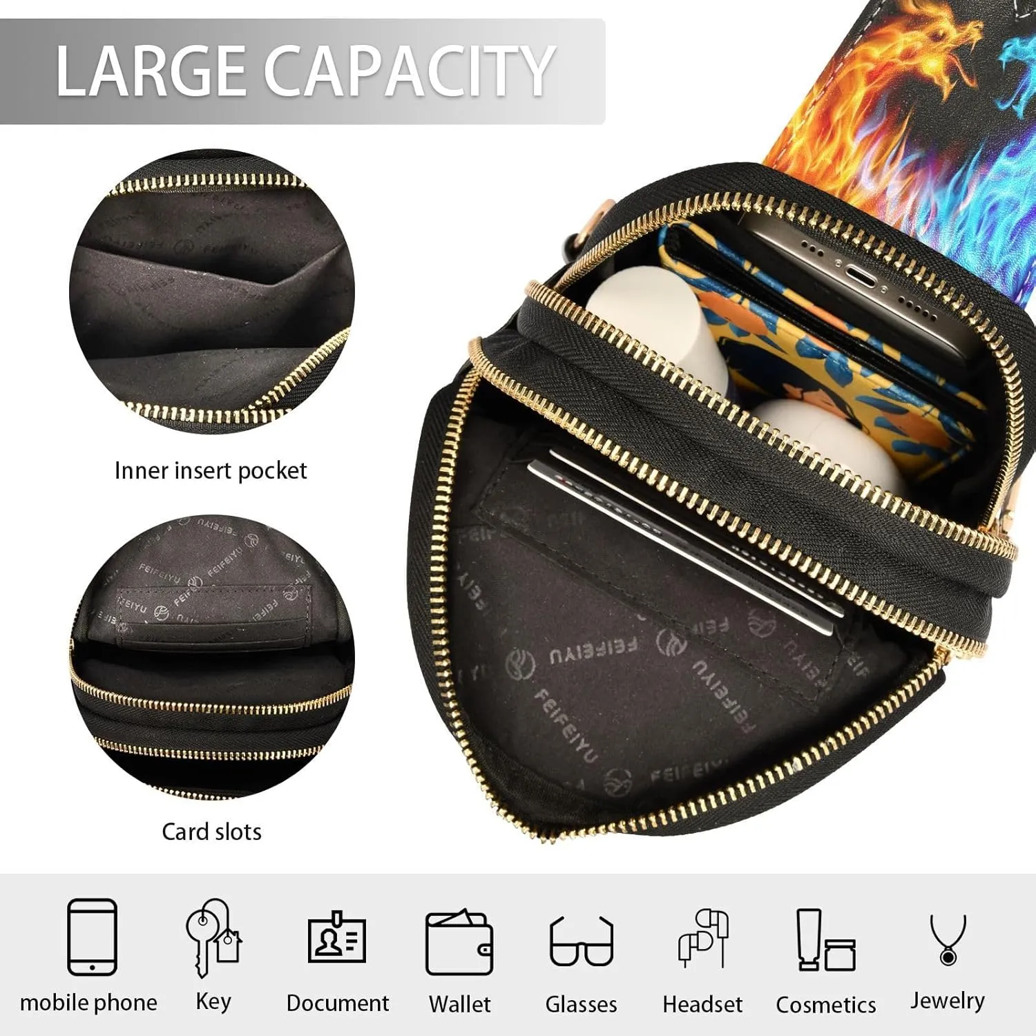 Small Sling Bag Cactus Succulent Floral Trendy Crossbody Bag Fashion Waist Packs Watercolor Leather Chest Bag
