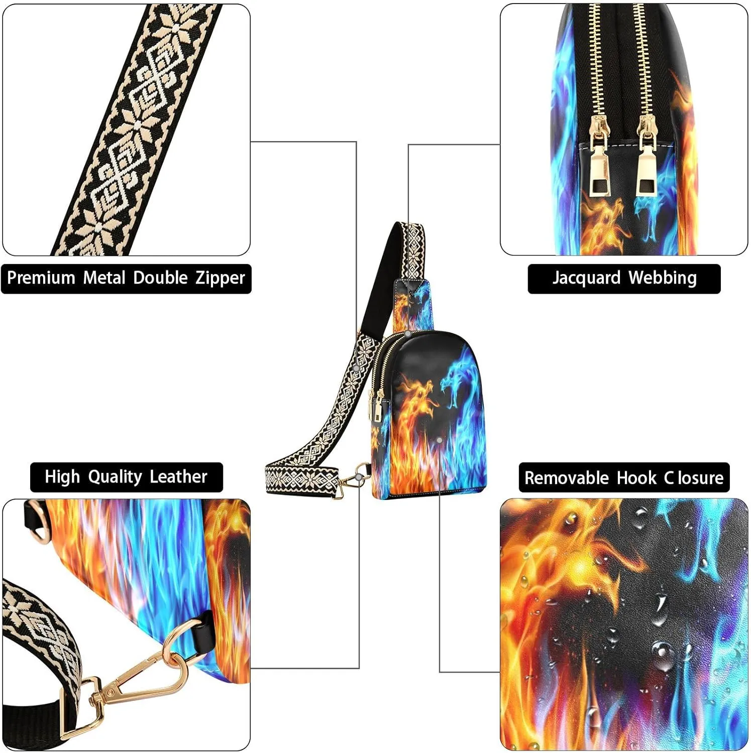 Small Sling Bag Cactus Succulent Floral Trendy Crossbody Bag Fashion Waist Packs Watercolor Leather Chest Bag