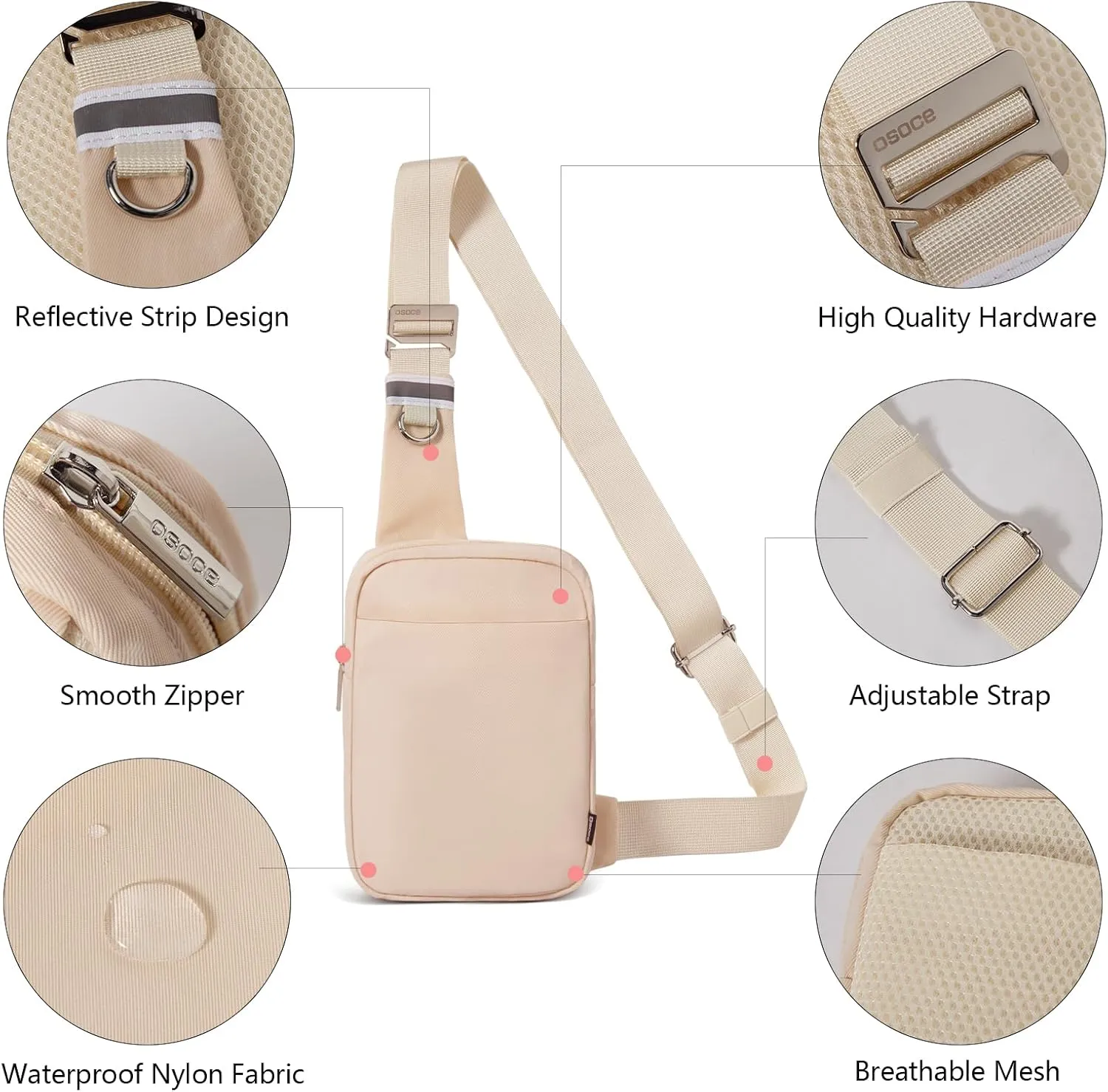 Small Sling Bag for Men and Women with RFID Pocket, Anti Theft Crossbody Chest Bag Casual Travel Bag for Hiking