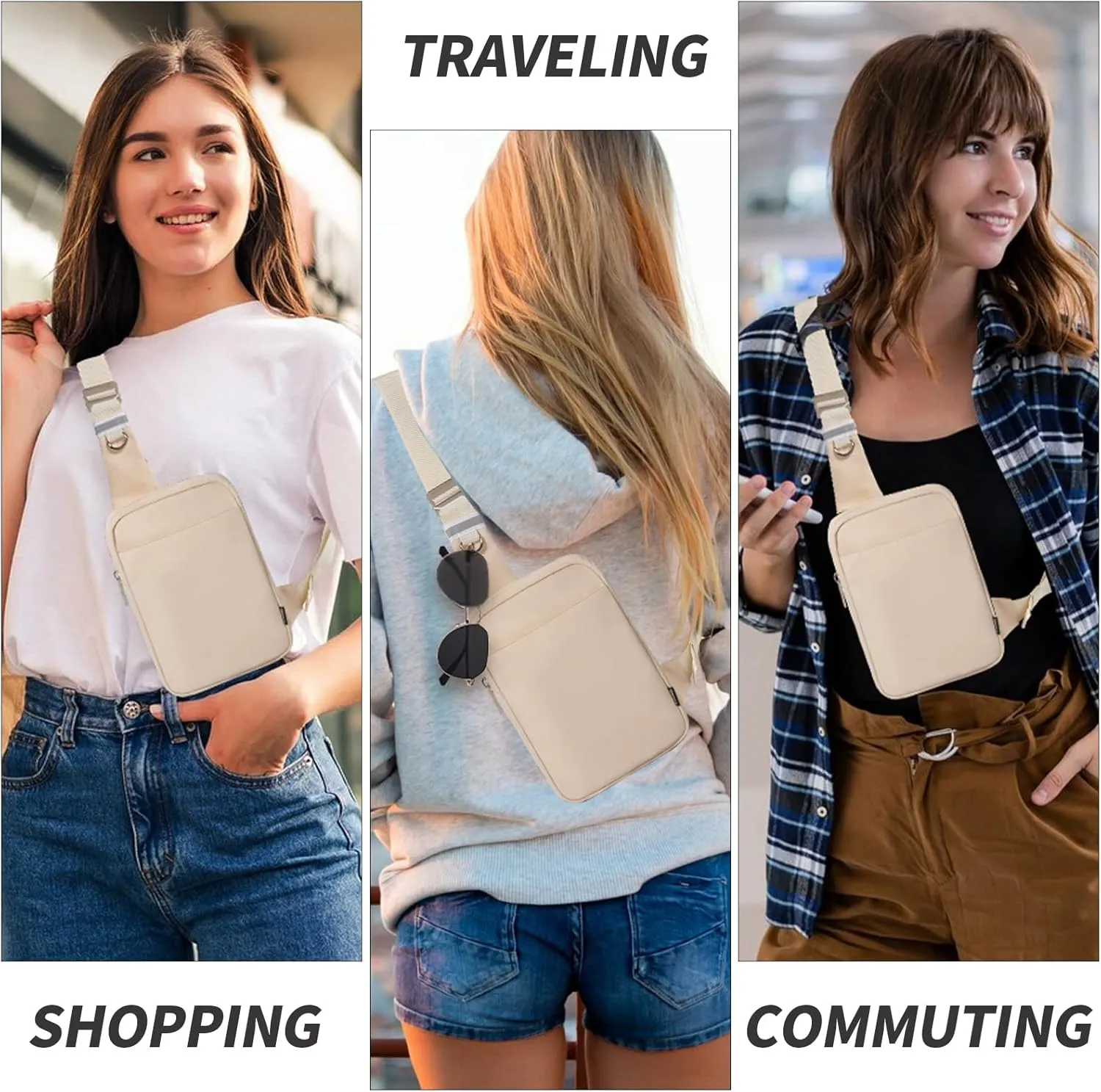 Small Sling Bag for Men and Women with RFID Pocket, Anti Theft Crossbody Chest Bag Casual Travel Bag for Hiking