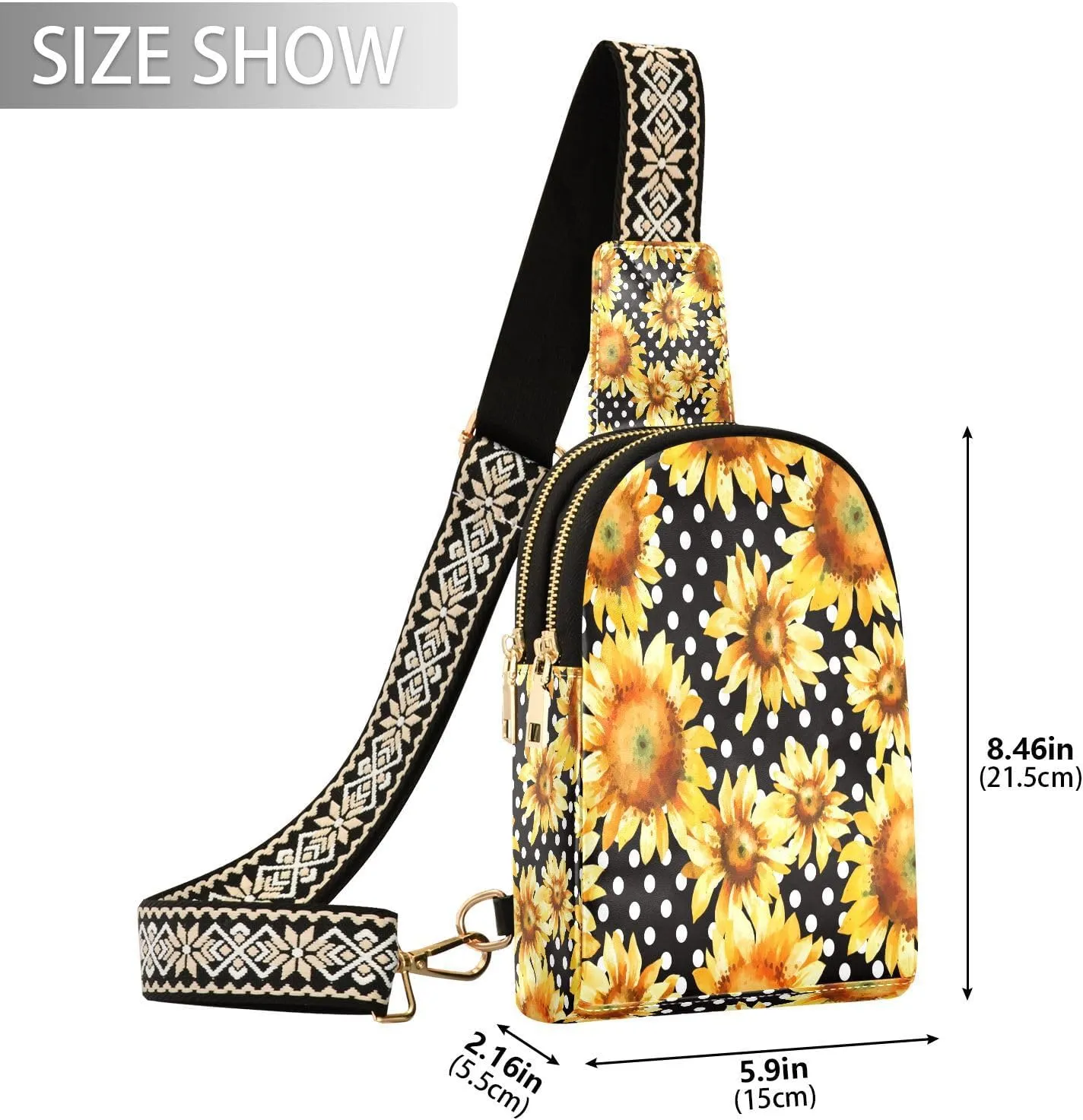 Small Sling Bag for Women Daisy White Flower Trendy Crossbody Bag Fanny PackSummer Floral Leather Chest Bag for Women