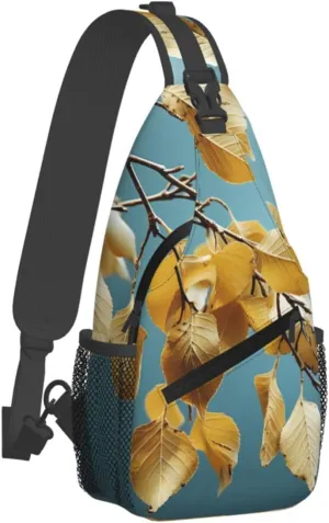 Small Sling Bag Sling Backpack for Women Men Chest Bag Birch leaves Crossbody Shoulder Bag Hiking Daypack