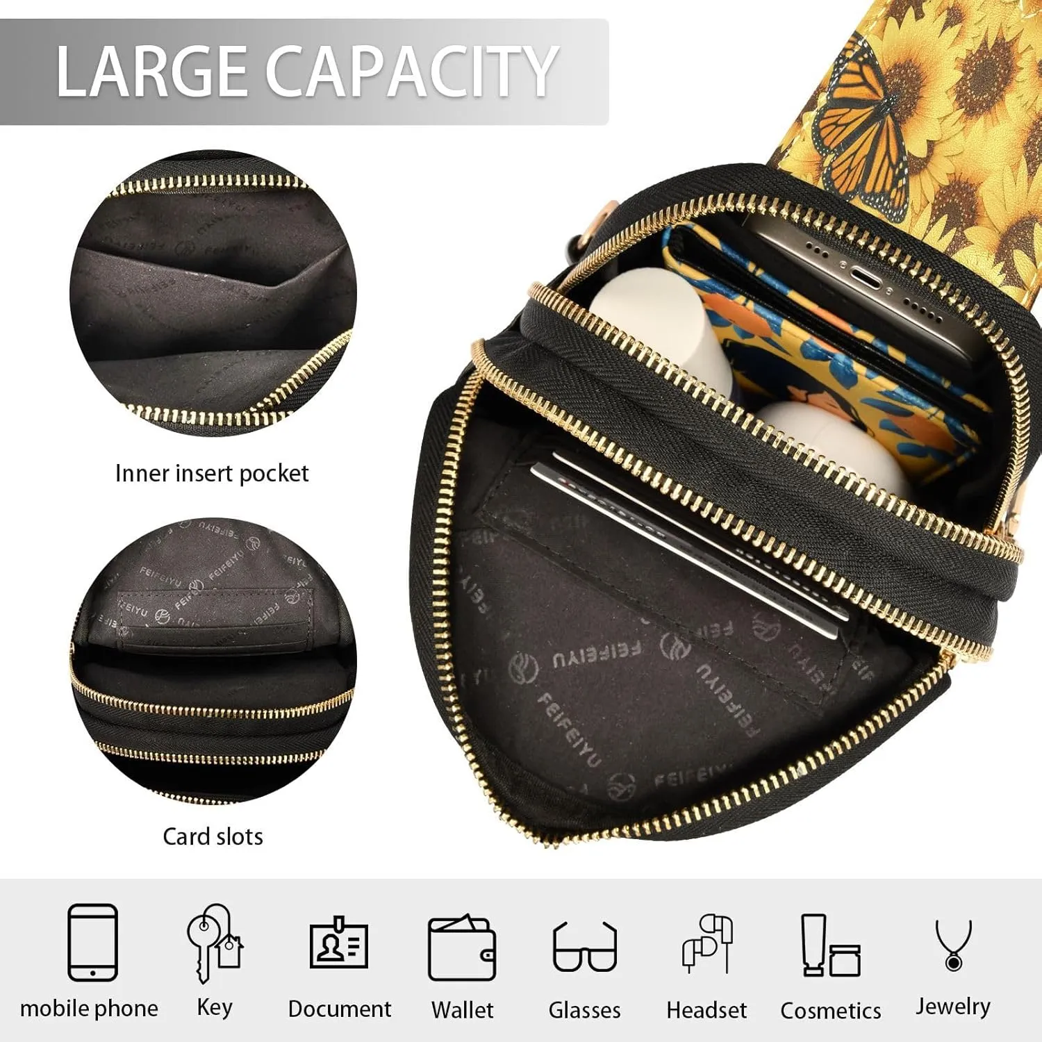 Small Sling Bag Spring Flowers Bicycle Trendy Crossbody Bag Fashion Waist Packs Pink Butterfly Leather Chest Bag