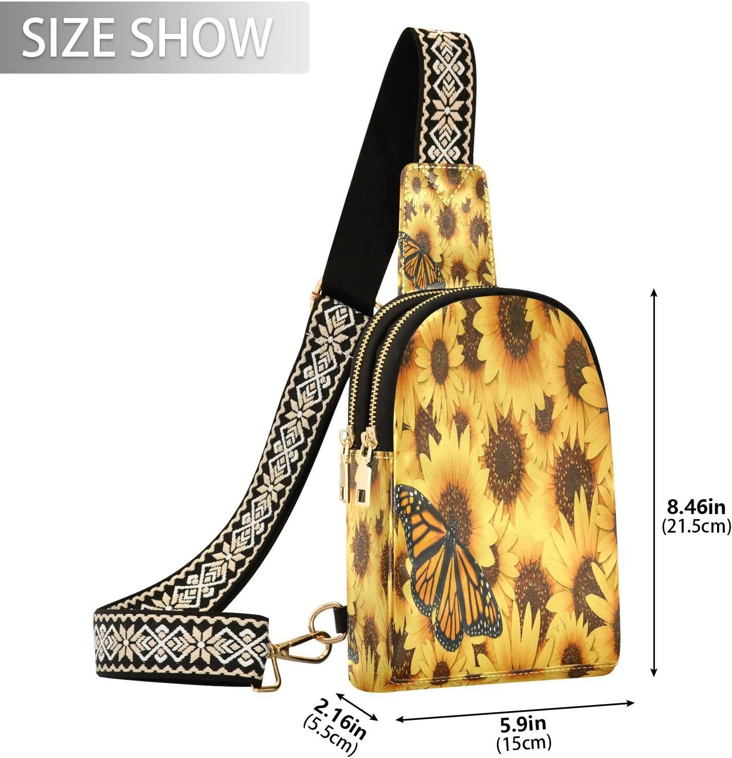 Small Sling Bag Spring Flowers Bicycle Trendy Crossbody Bag Fashion Waist Packs Pink Butterfly Leather Chest Bag